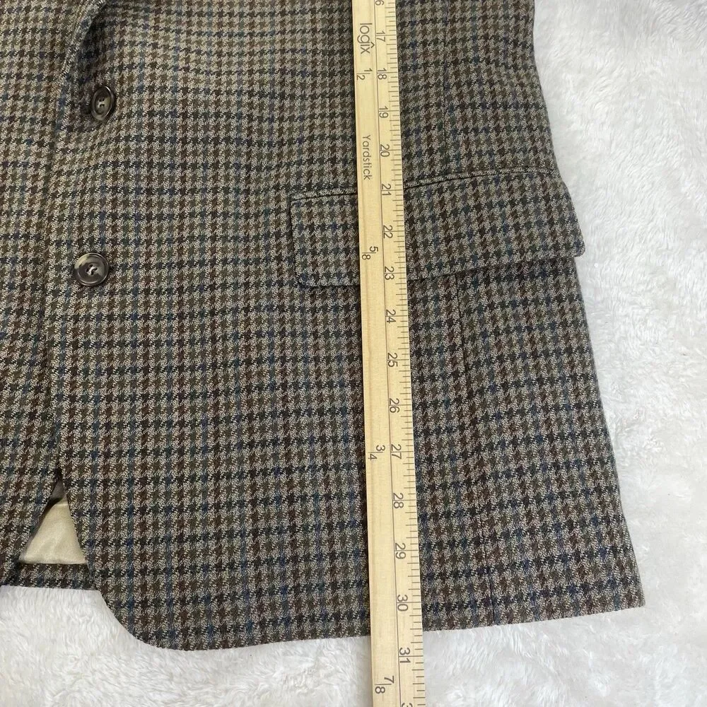 Jos A Bank Sport Coat Men's Size 42R Brown Glen Check Wool Two Button Jacket